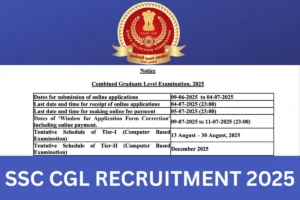 SSC CGL Recruitment 2025: Application Form, Notification