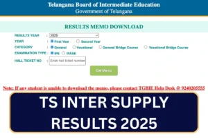 TS Inter Supply Results 2025 – 1st & 2nd Year Result @ gbie.cgg.gov.in